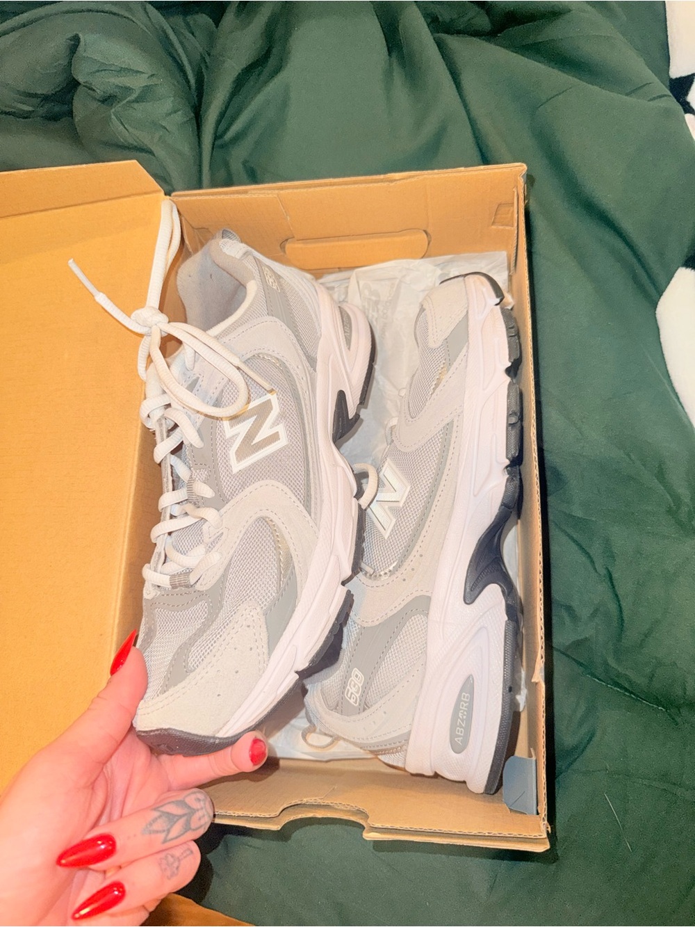 New Balance Gray and White Mesh Running Sneakers